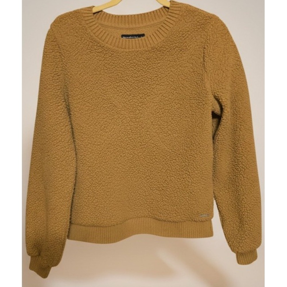 Abercrombie & Fitch Women's Medium‎ Sherpa Fleece Pullover Sweater Tan Crewneck